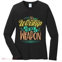 Worship Is My Weapon Christian Women's Long Sleeve Shirt thumb 0