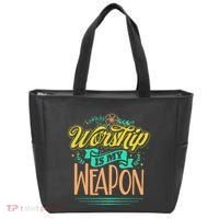 Worship Is My Weapon Christian Tote Bag thumb 0