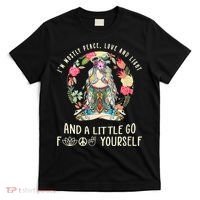 Wo I'm Mostly Peace Love And Light Funny Yoga Hippie Girl Wo V-Neck T-Shirt thumb 0