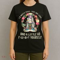 Wo I'm Mostly Peace Love And Light Funny Yoga Hippie Girl Wo V-Neck T-Shirt thumb 4