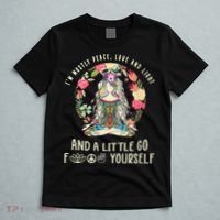 Wo I'm Mostly Peace Love And Light Funny Yoga Hippie Girl Wo V-Neck T-Shirt thumb 5