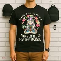Wo I'm Mostly Peace Love And Light Funny Yoga Hippie Girl Wo V-Neck T-Shirt thumb 6