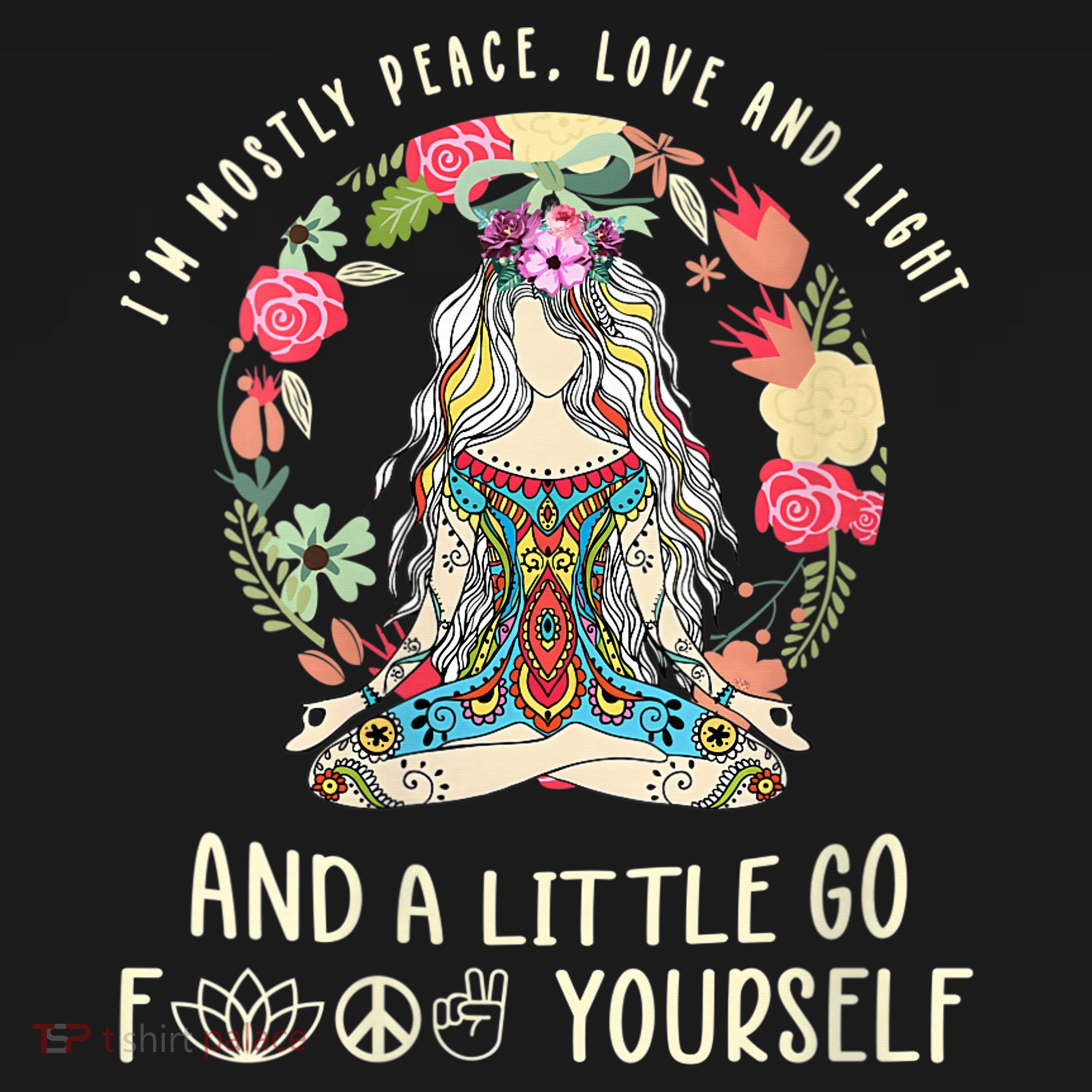 Wo I'm Mostly Peace Love And Light Funny Yoga Hippie Girl Wo V-Neck Women's Hoodie