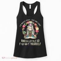 Wo I'm Mostly Peace Love And Light Funny Yoga Hippie Girl Wo V-Neck Women's Tank Top thumb 0