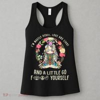 Wo I'm Mostly Peace Love And Light Funny Yoga Hippie Girl Wo V-Neck Women's Tank Top thumb 3