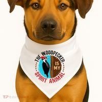 Woodpecker Is My Spirit Animal Bird Watcher Nerd Birder USA-Made Doggie Bandana thumb 1