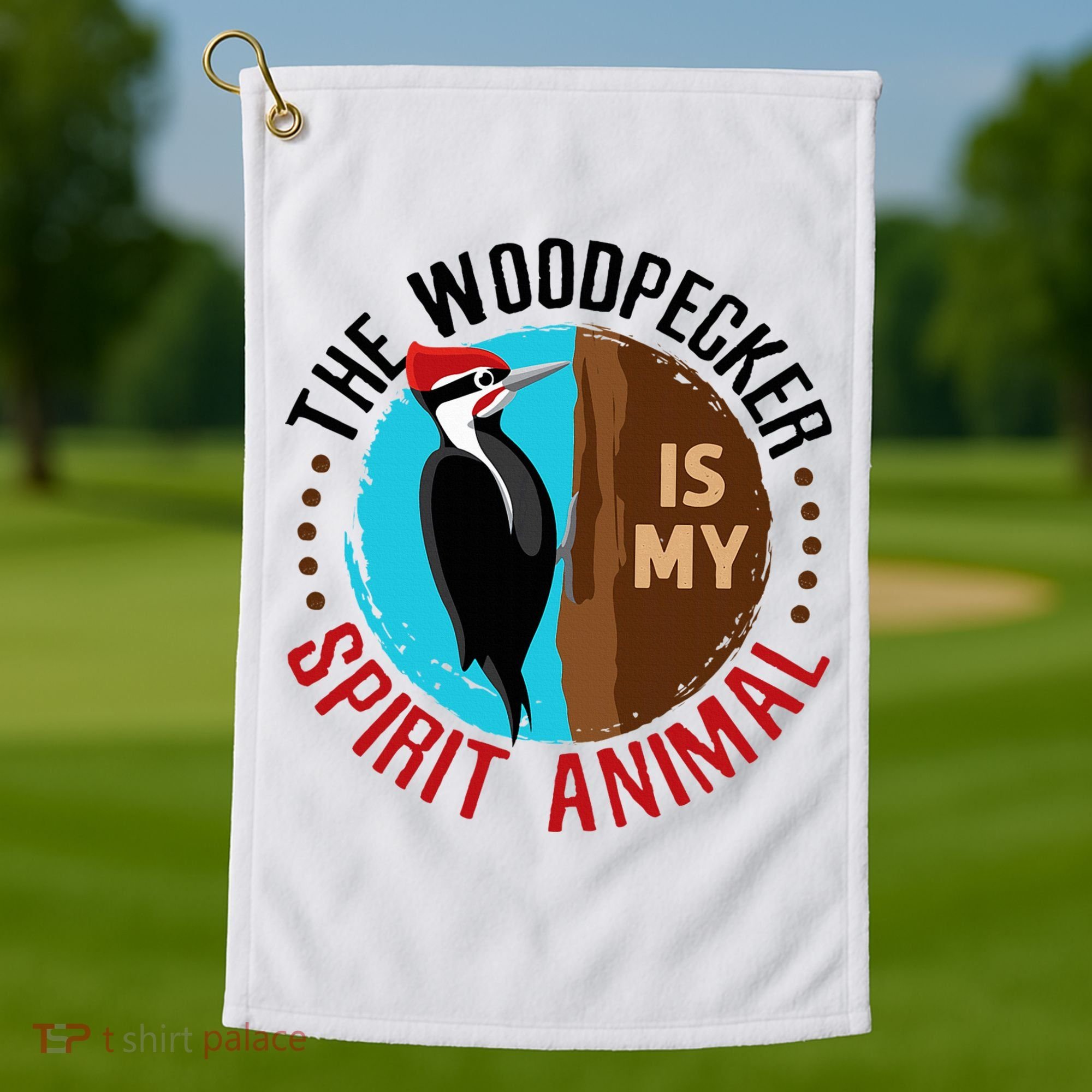 Woodpecker Is My Spirit Animal Bird Watcher Nerd Birder Golf Towel