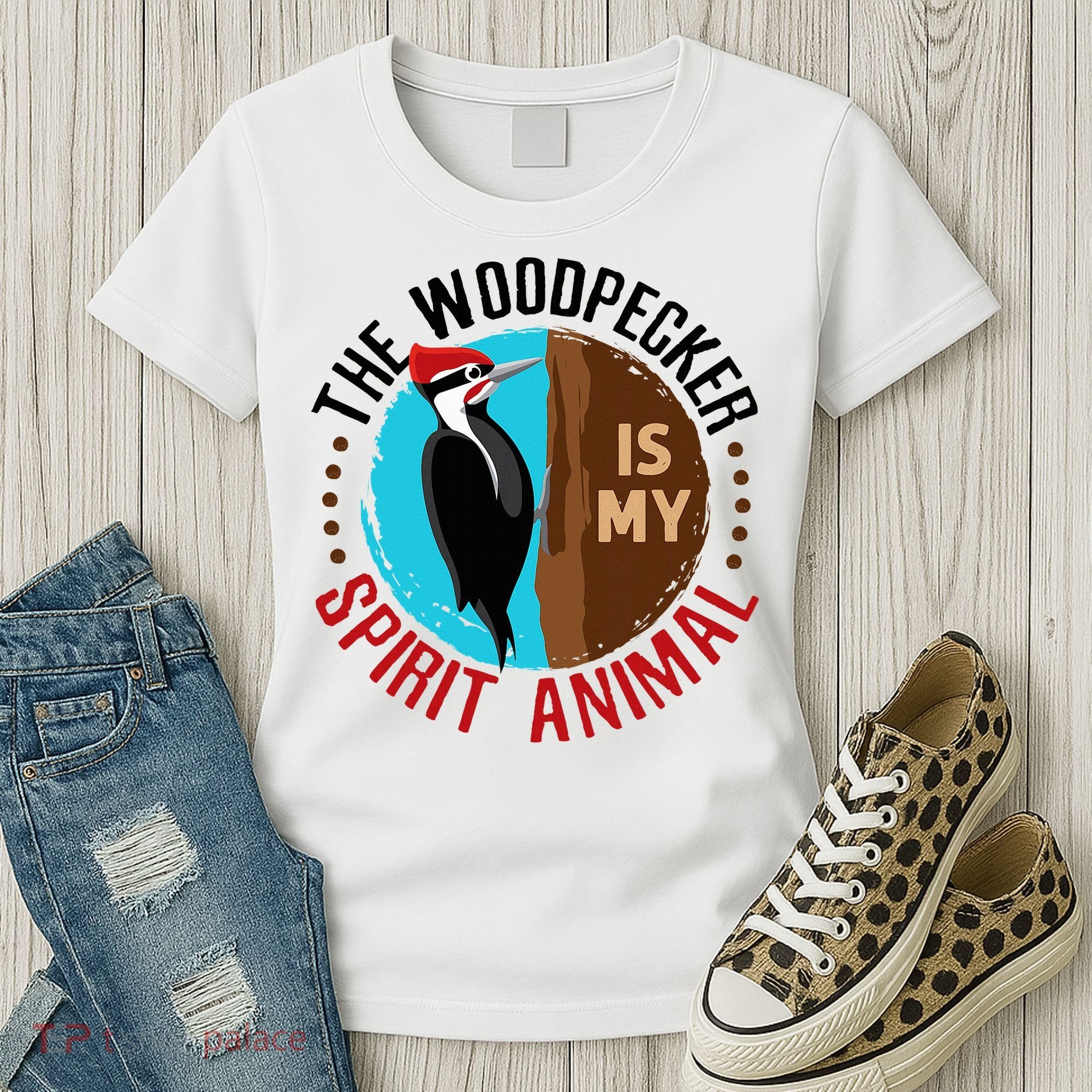Woodpecker Is My Spirit Animal Bird Watcher Nerd Birder Women's T-Shirt
