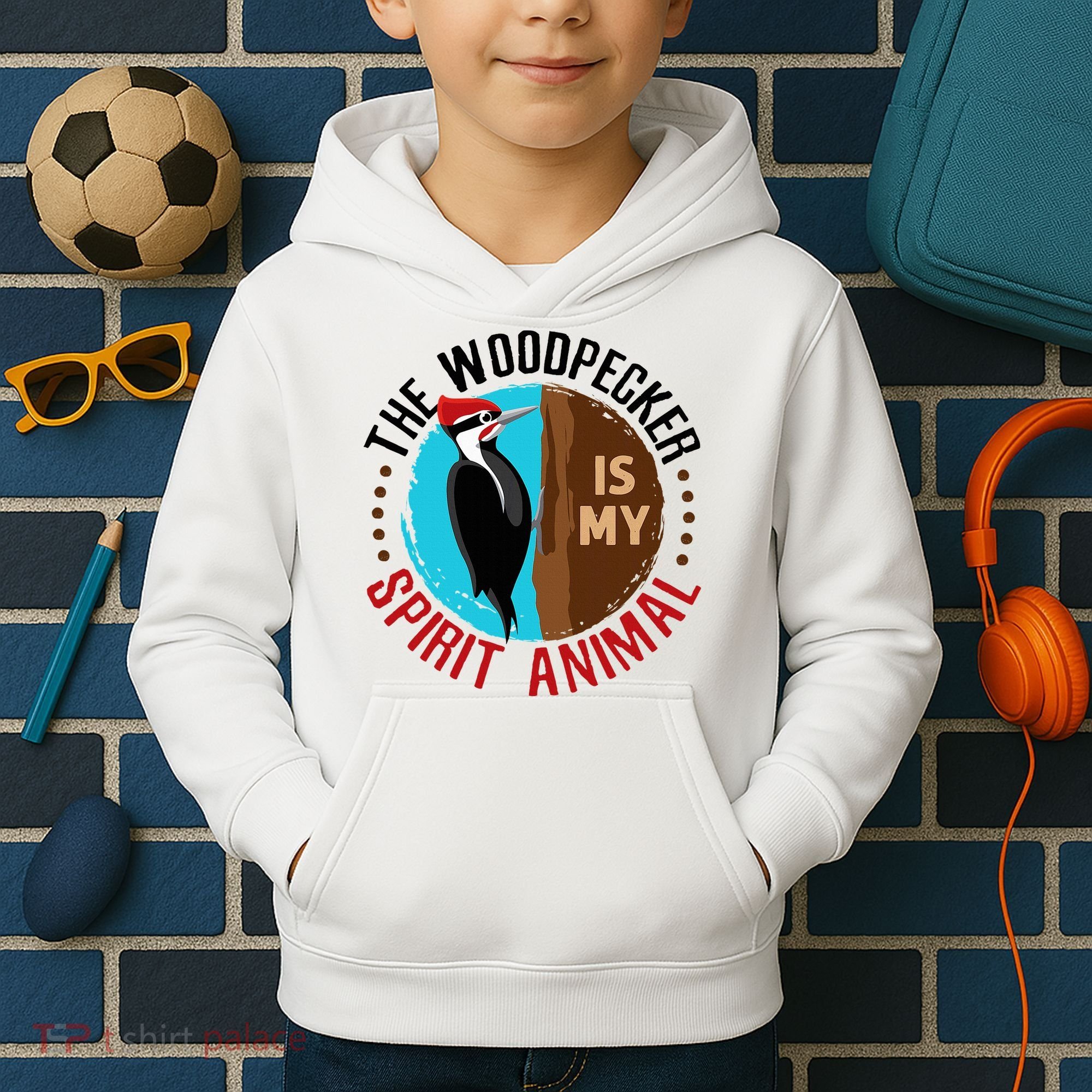 Woodpecker Is My Spirit Animal Bird Watcher Nerd Birder Kids Hoodie