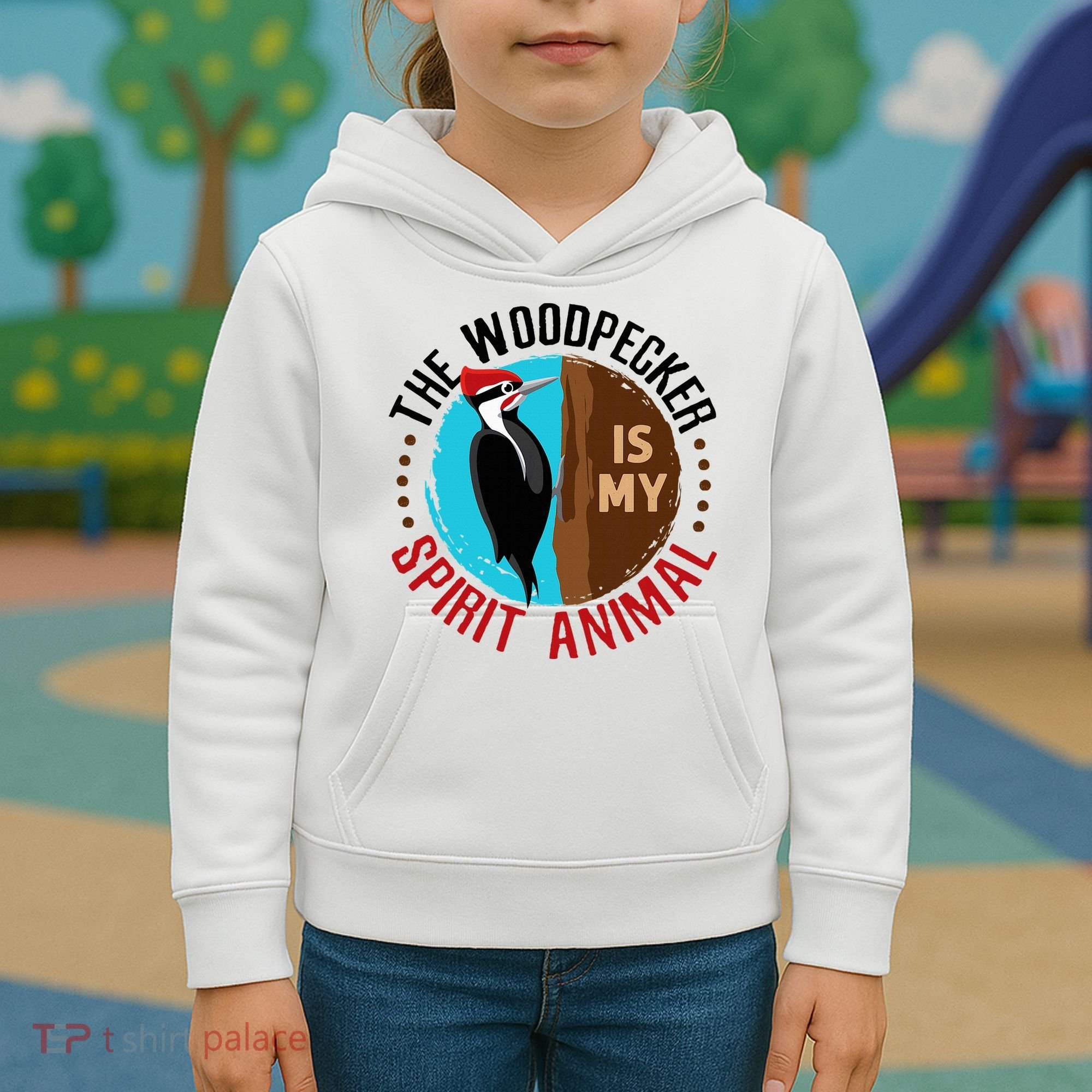 Woodpecker Is My Spirit Animal Bird Watcher Nerd Birder Kids Hoodie