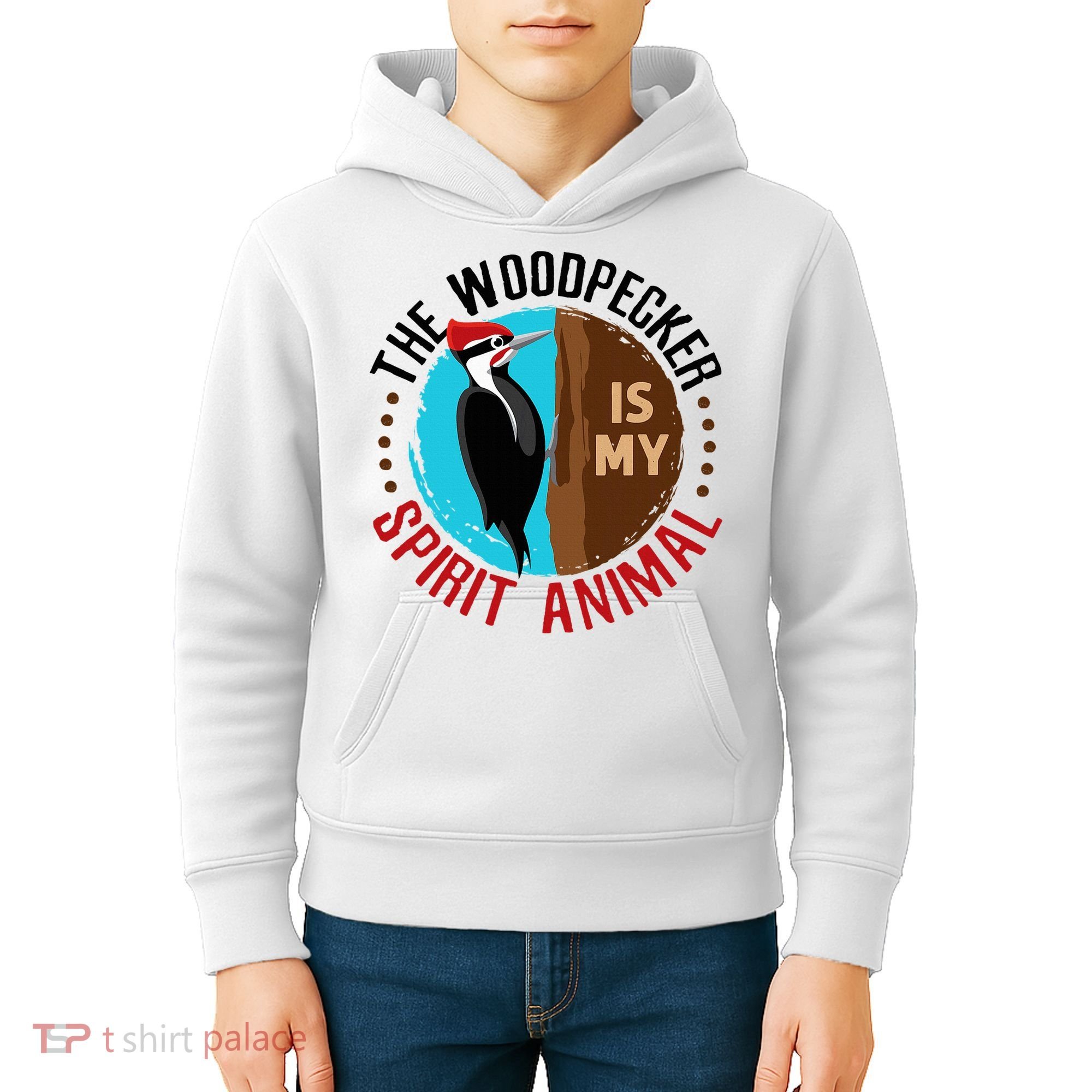 Woodpecker Is My Spirit Animal Bird Watcher Nerd Birder Kids Hoodie