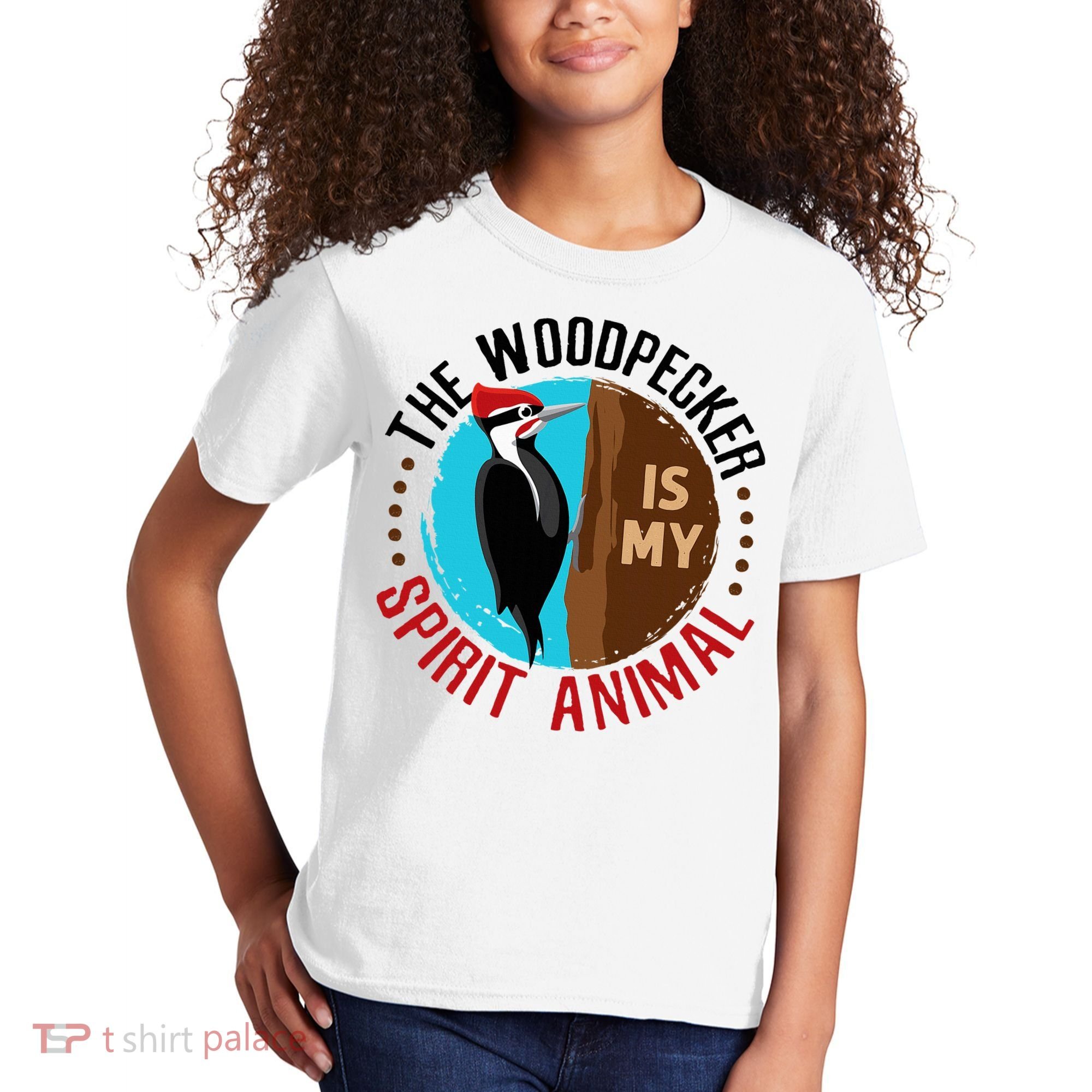 Woodpecker Is My Spirit Animal Bird Watcher Nerd Birder Kids T-Shirt