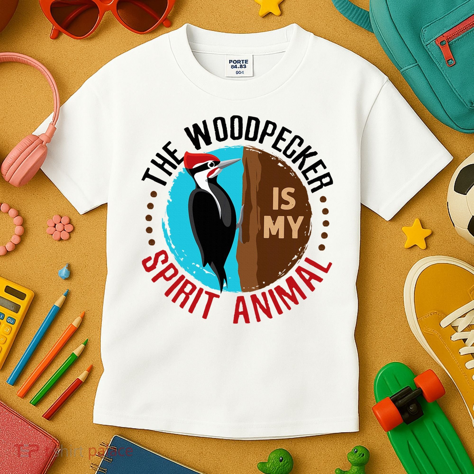 Woodpecker Is My Spirit Animal Bird Watcher Nerd Birder Kids T-Shirt
