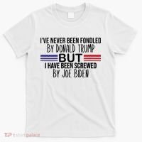 Wo I’ve Never Been Fondled By Donald Trump But Screwed By Biden V-Neck T-Shirt thumb 0