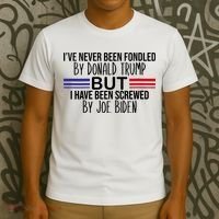Wo I’ve Never Been Fondled By Donald Trump But Screwed By Biden V-Neck T-Shirt thumb 3