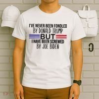 Wo I’ve Never Been Fondled By Donald Trump But Screwed By Biden V-Neck T-Shirt thumb 6