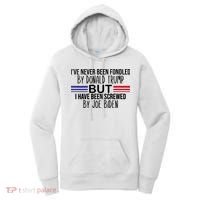 Wo I’ve Never Been Fondled By Donald Trump But Screwed By Biden V-Neck Women's Hoodie thumb 0