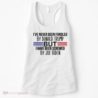 Wo I’ve Never Been Fondled By Donald Trump But Screwed By Biden V-Neck Women's Tank Top thumb 0