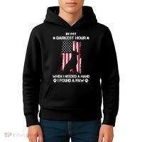 When I Needed A Hand I Found A Paw In My Darkest Hour Kids Hoodie thumb 4