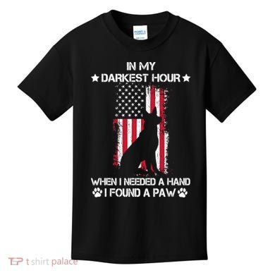 When I Needed A Hand I Found A Paw In My Darkest Hour Kids T-Shirt