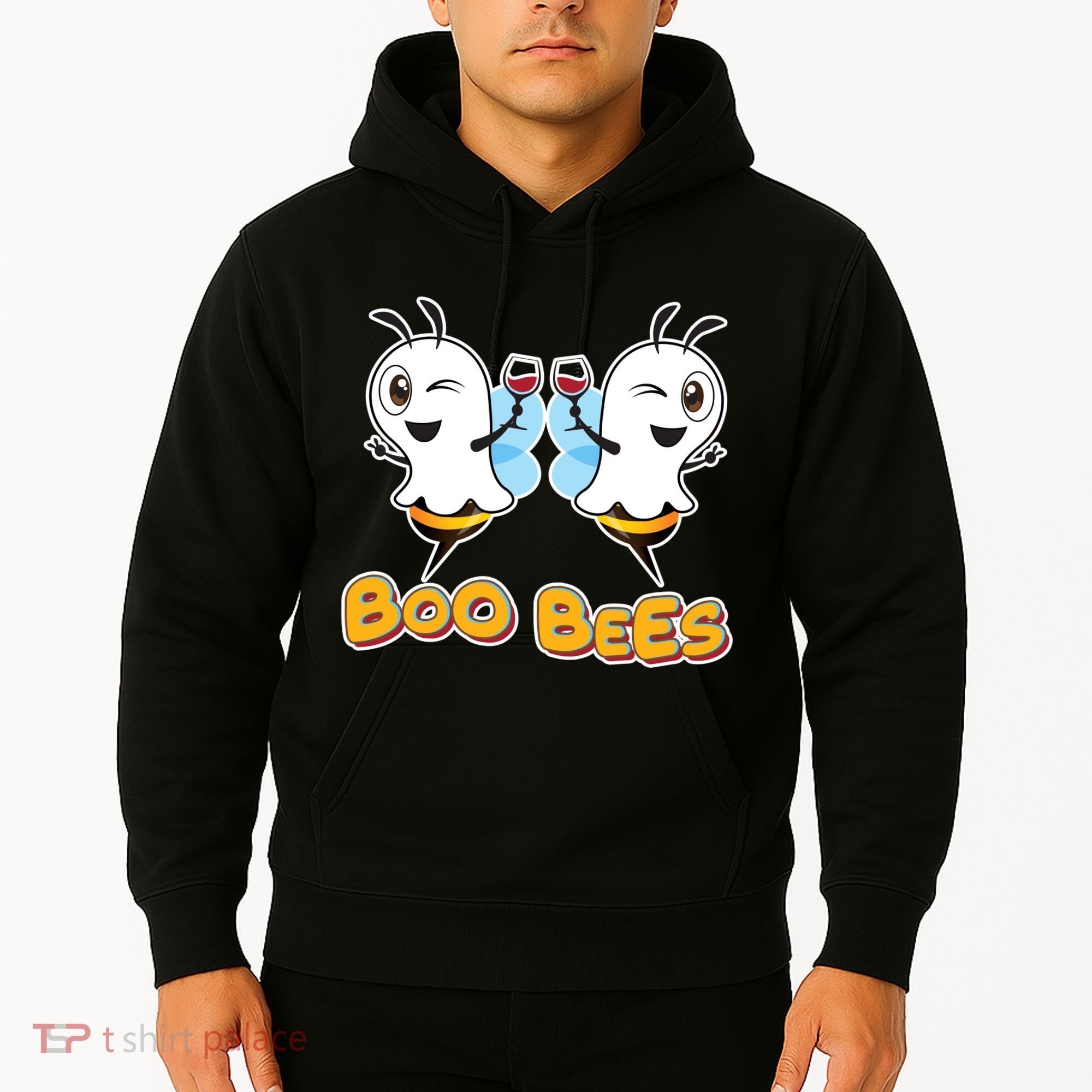 Wine Boo Bees Funny Ghost Hoodie