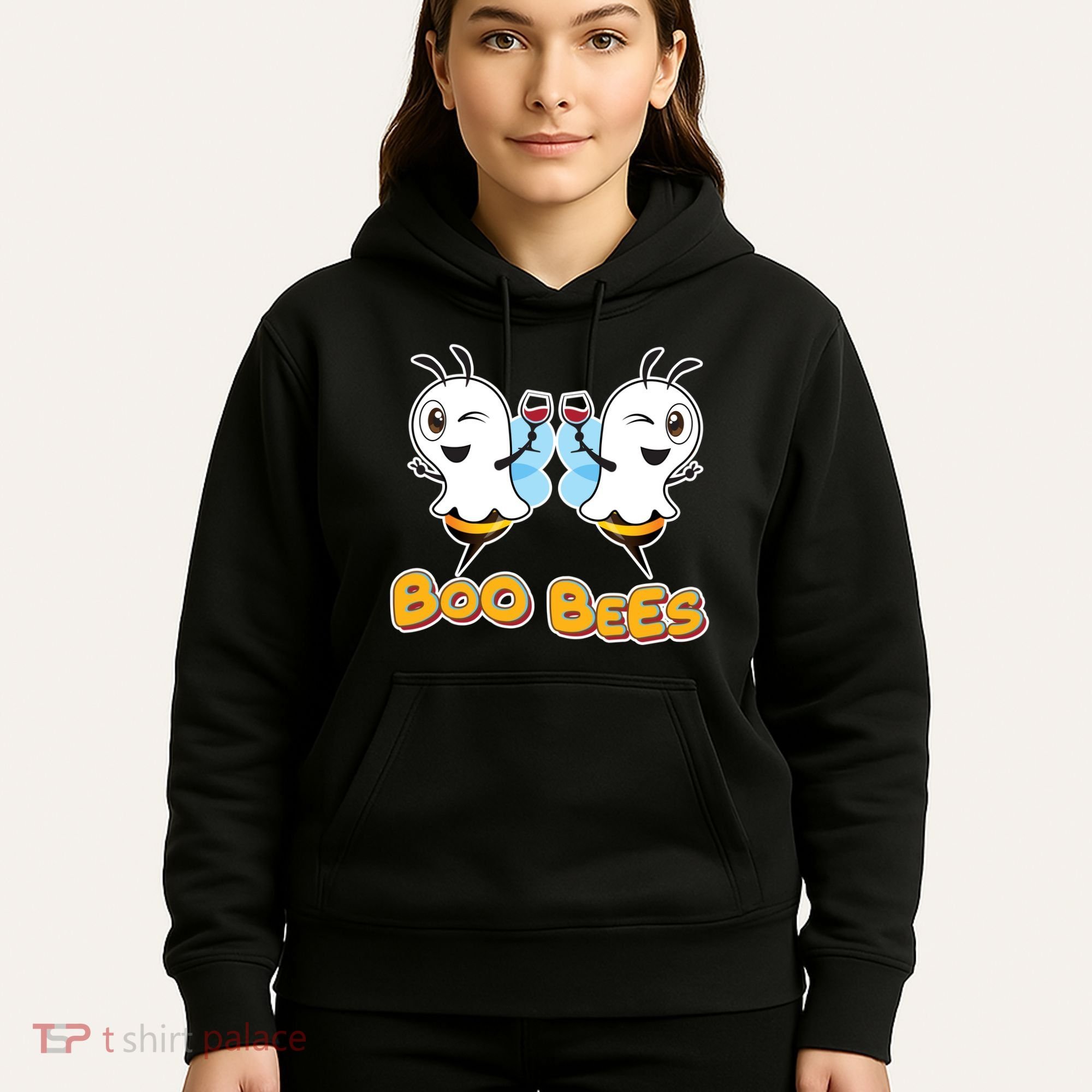 Wine Boo Bees Funny Ghost Hoodie