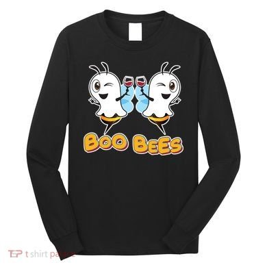 Wine Boo Bees Funny Ghost Long Sleeve Shirt