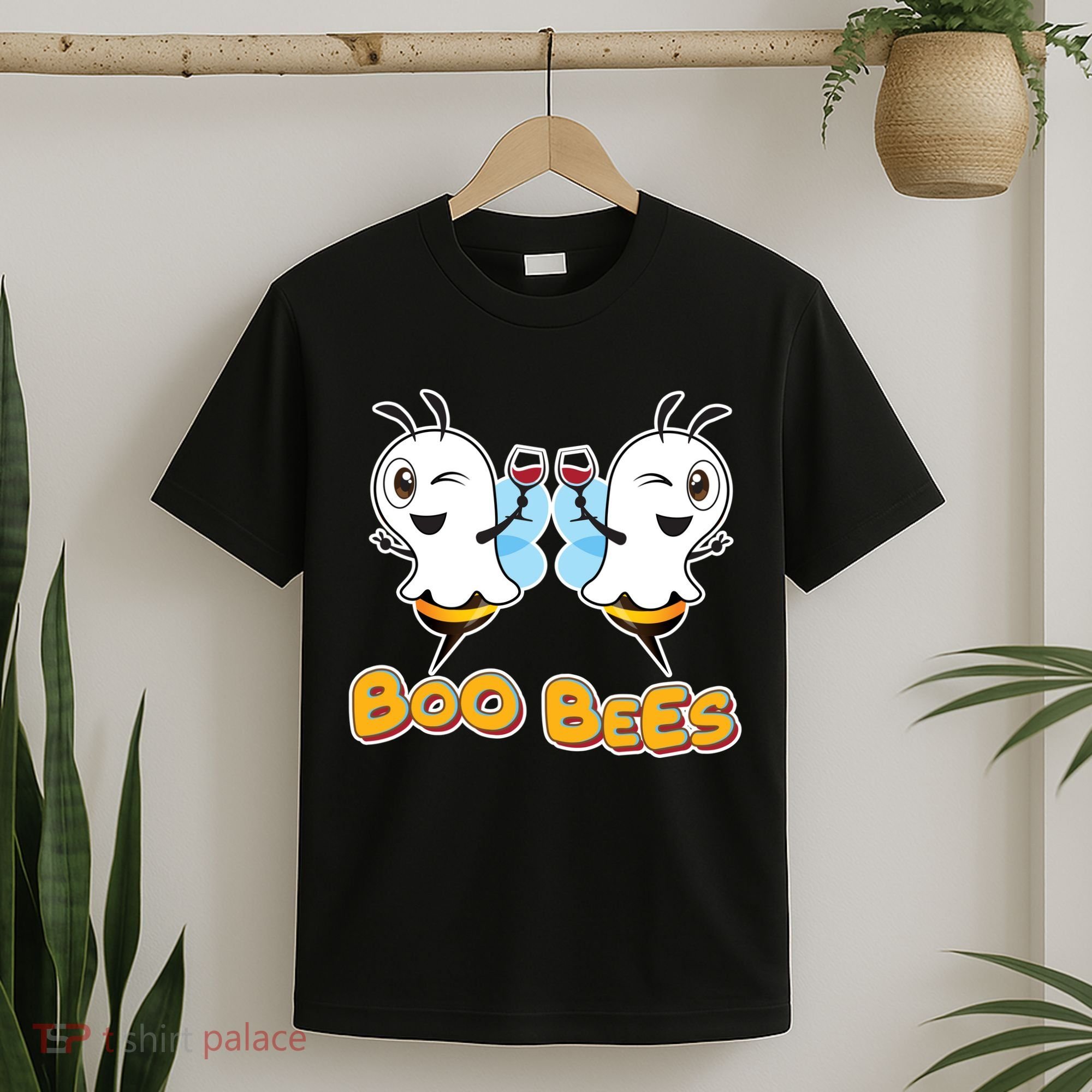 Wine Boo Bees Funny Ghost T-Shirt