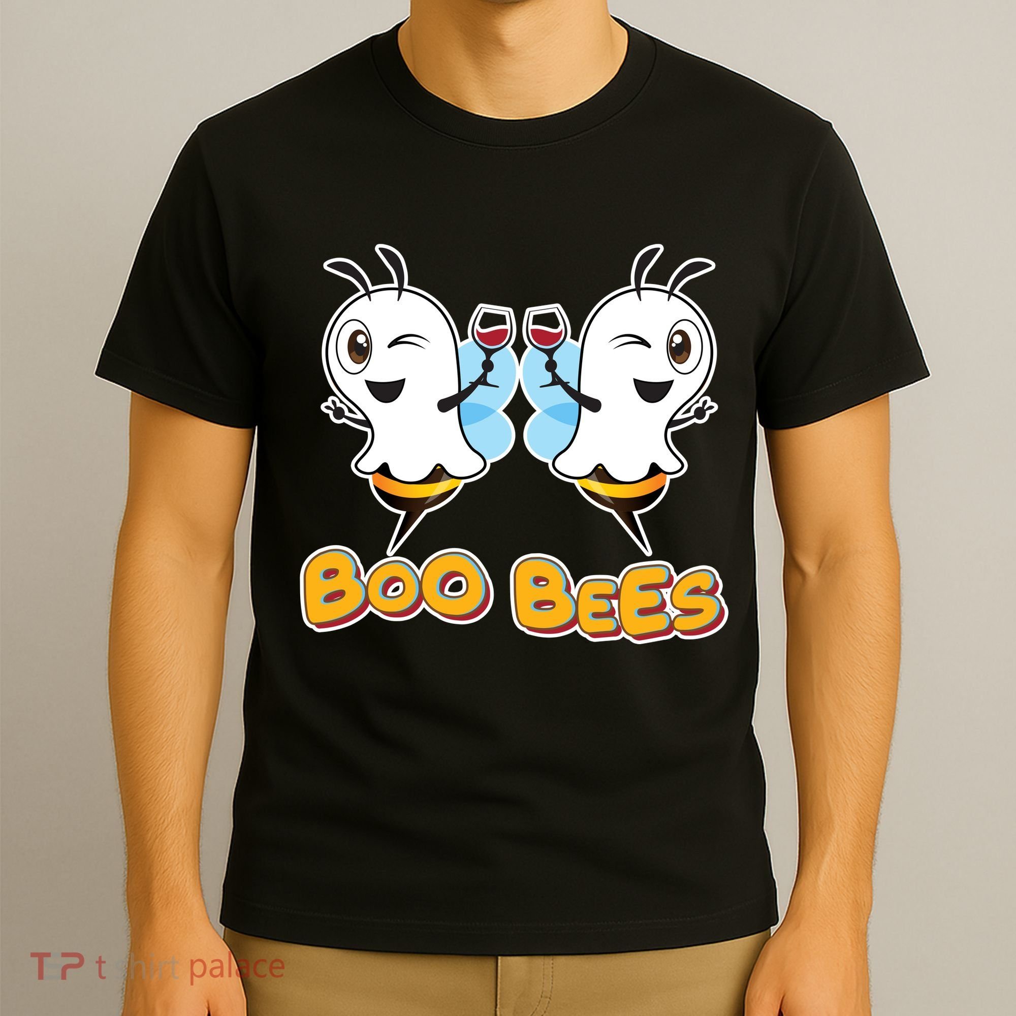 Wine Boo Bees Funny Ghost T-Shirt