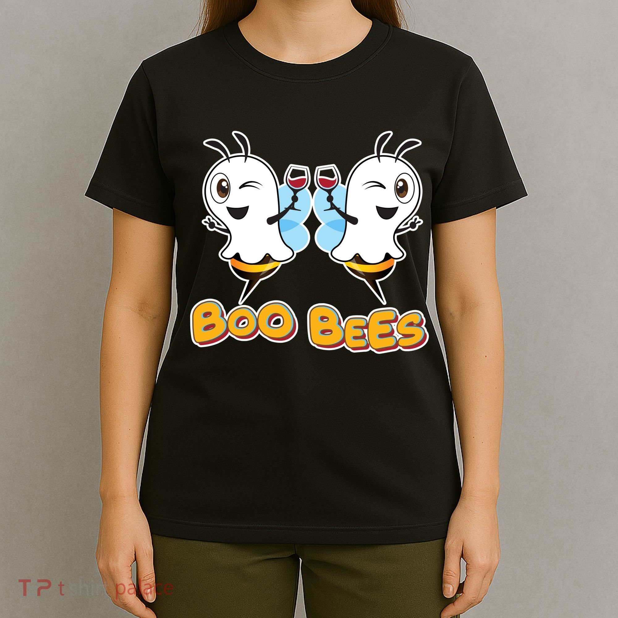Wine Boo Bees Funny Ghost T-Shirt
