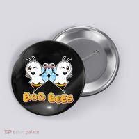 Wine Boo Bees Funny Ghost Button thumb 0