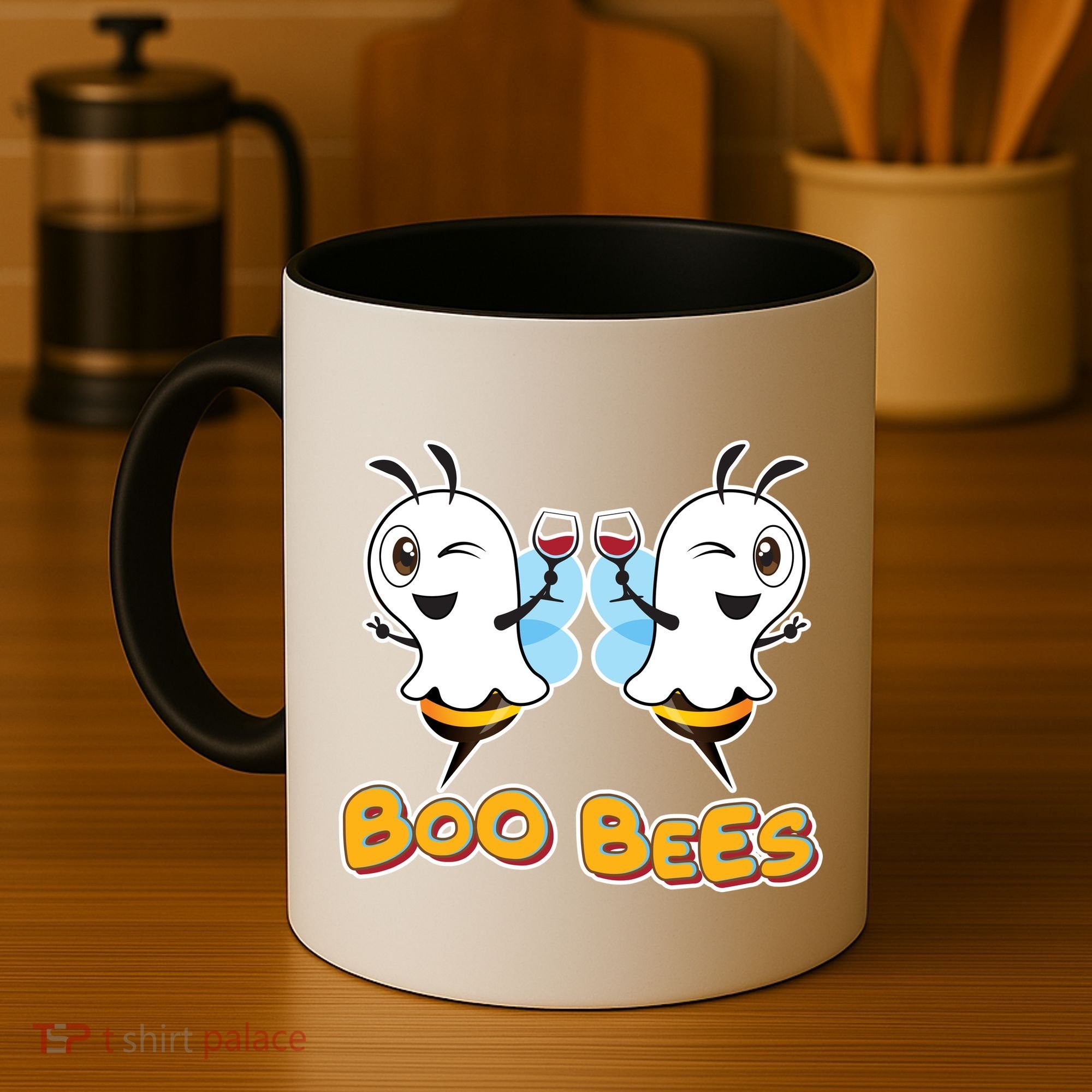 Wine Boo Bees Funny Ghost Coffee Mug