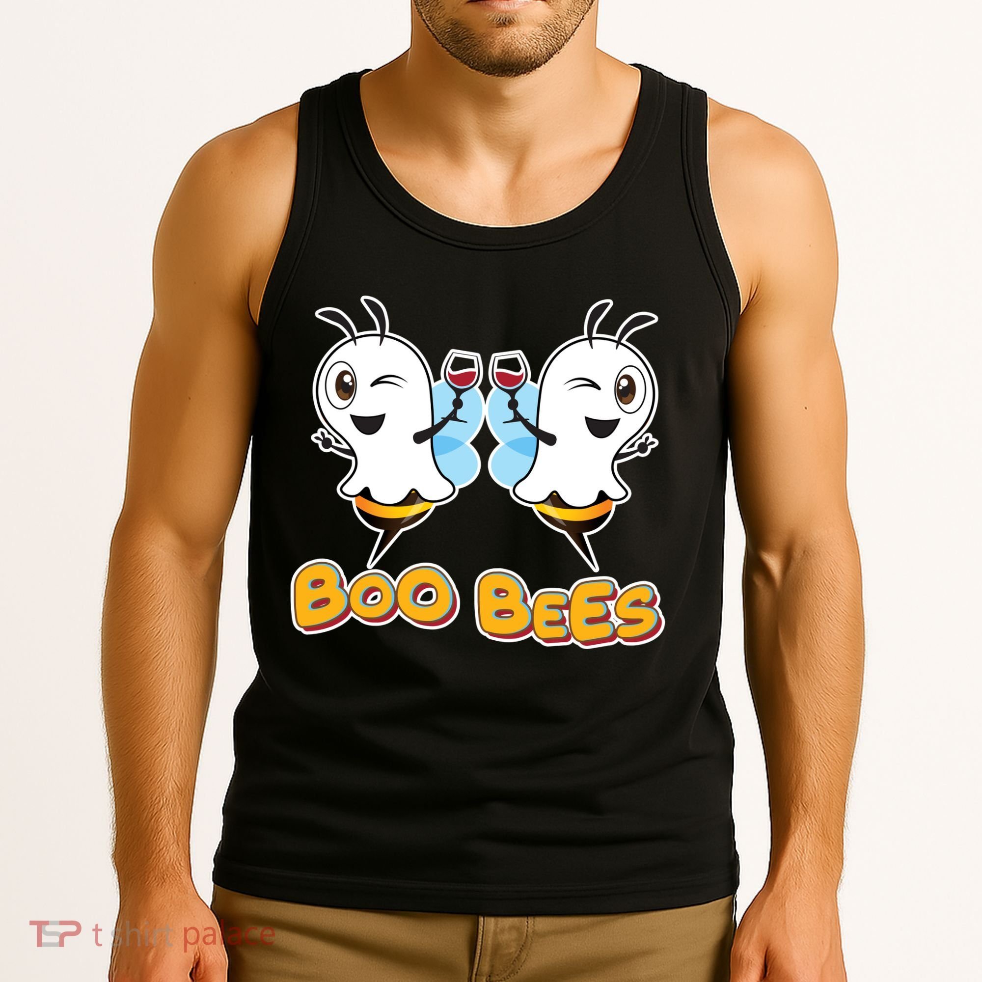 Wine Boo Bees Funny Ghost Tank Top