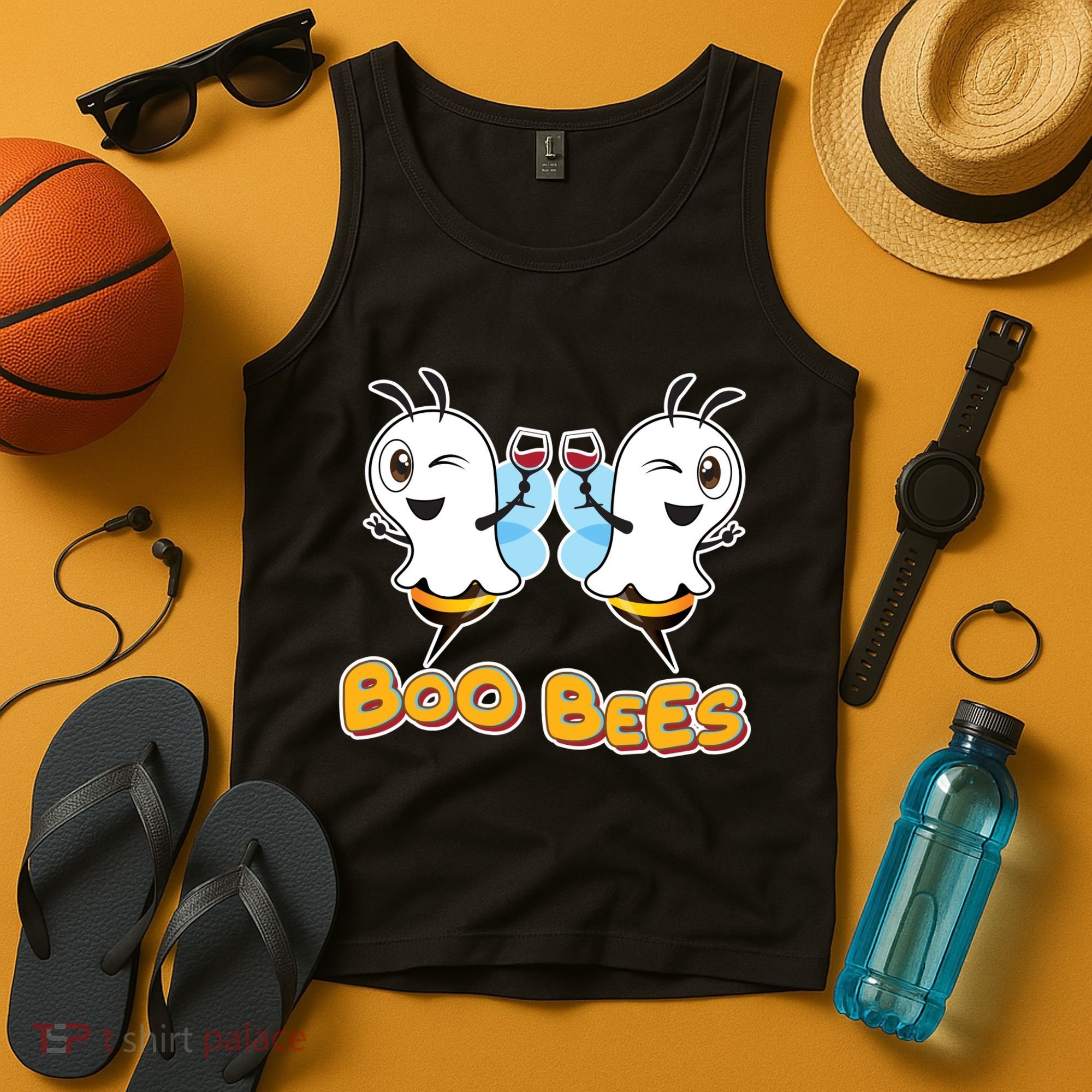 Wine Boo Bees Funny Ghost Tank Top
