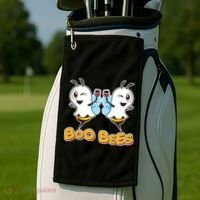 Wine Boo Bees Funny Ghost Golf Towel thumb 2