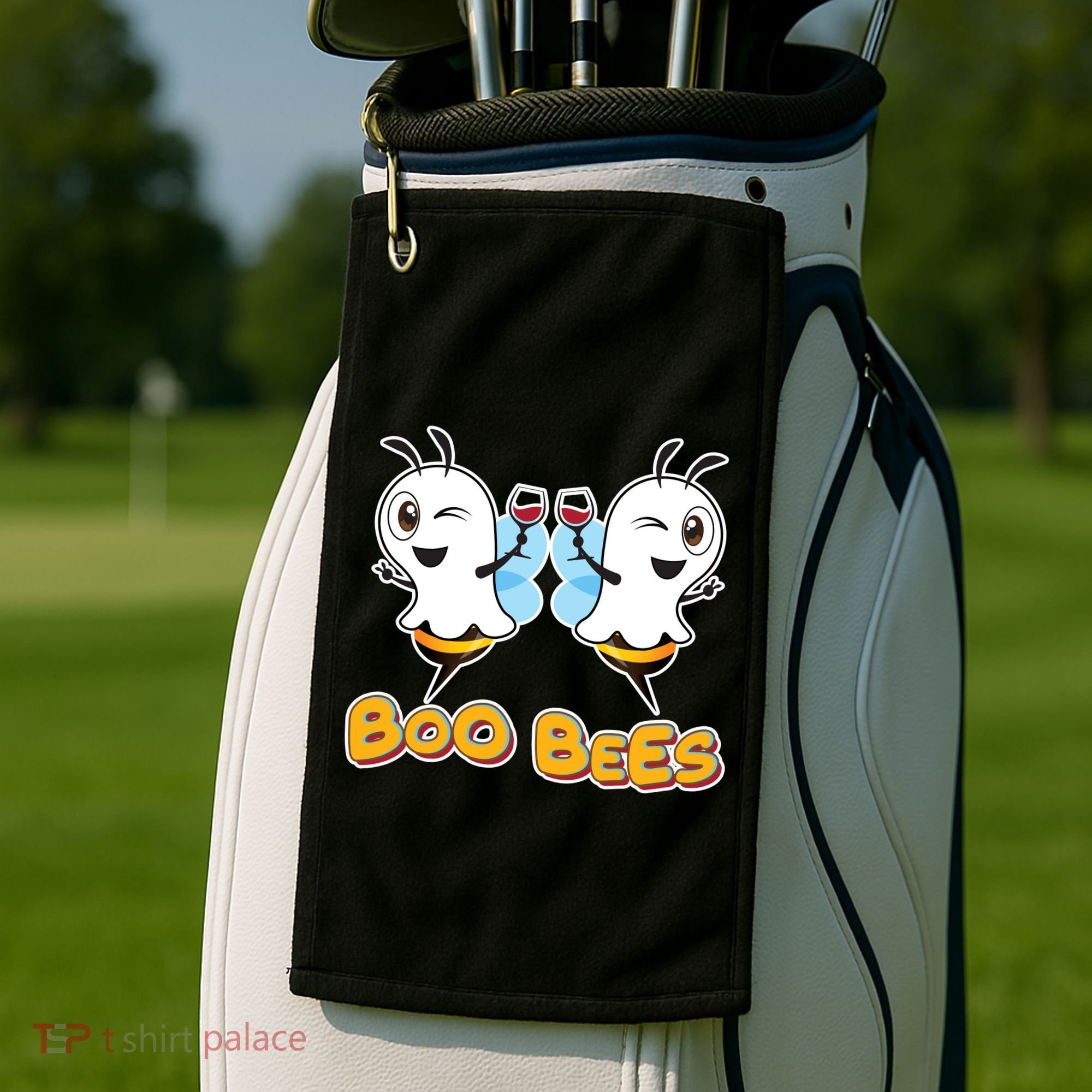 Wine Boo Bees Funny Ghost Golf Towel
