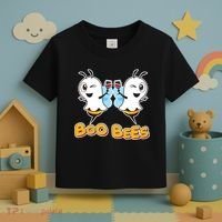 Wine Boo Bees Funny Ghost Toddler T-Shirt thumb 3