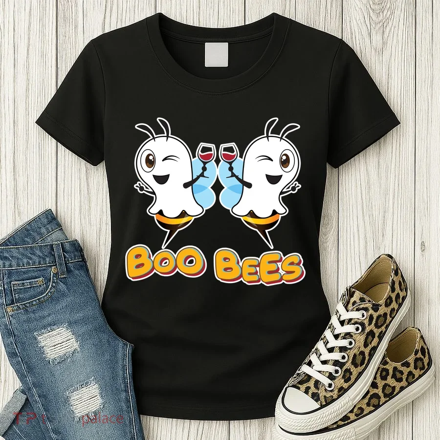 Wine Boo Bees Funny Ghost Women's T-Shirt