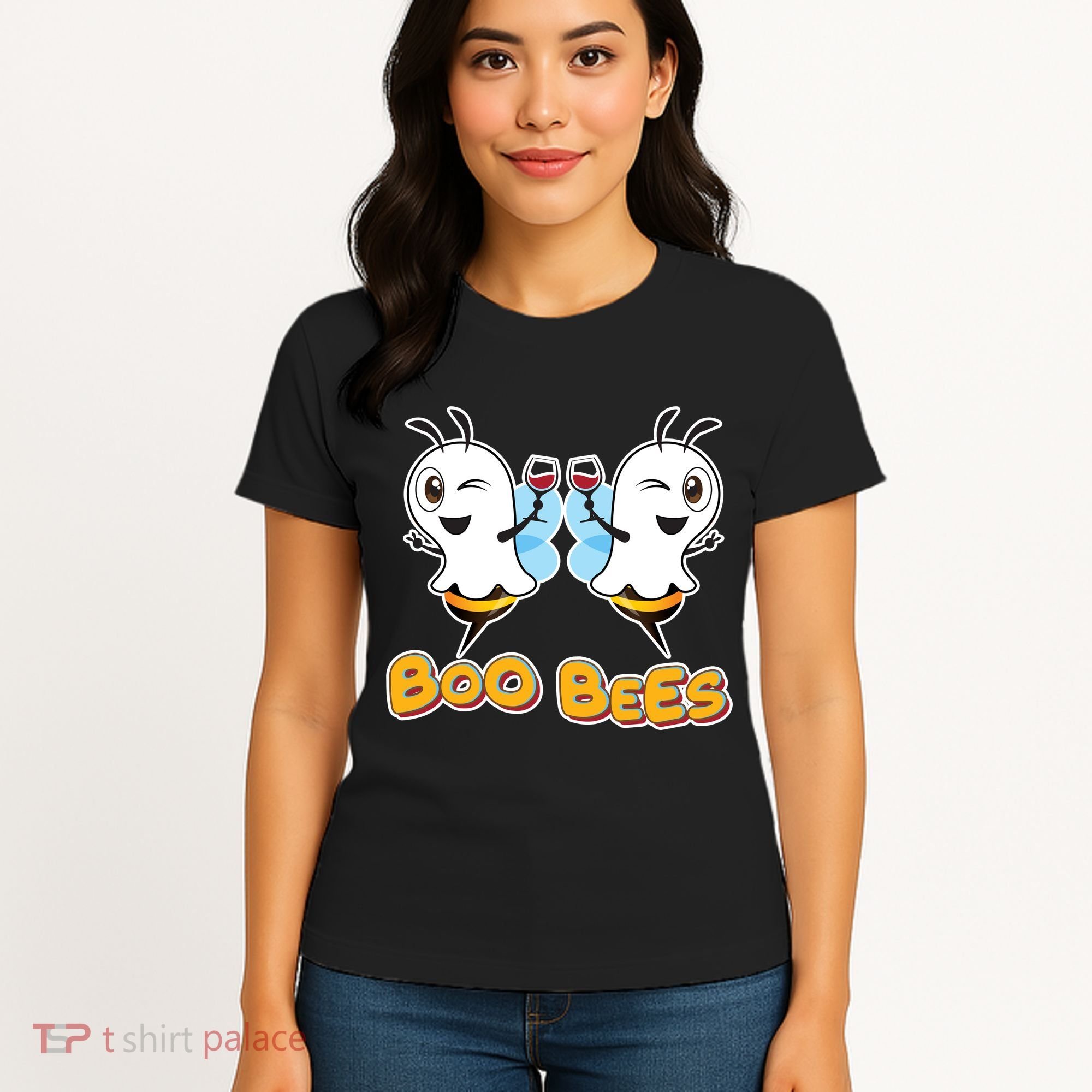 Wine Boo Bees Funny Ghost Women's T-Shirt