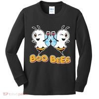 Wine Boo Bees Funny Ghost Kids Long Sleeve Shirt thumb 0