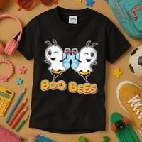 Wine Boo Bees Funny Ghost Kids T-Shirt thumb 3