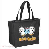 Wine Boo Bees Funny Ghost Tote Bag thumb 2