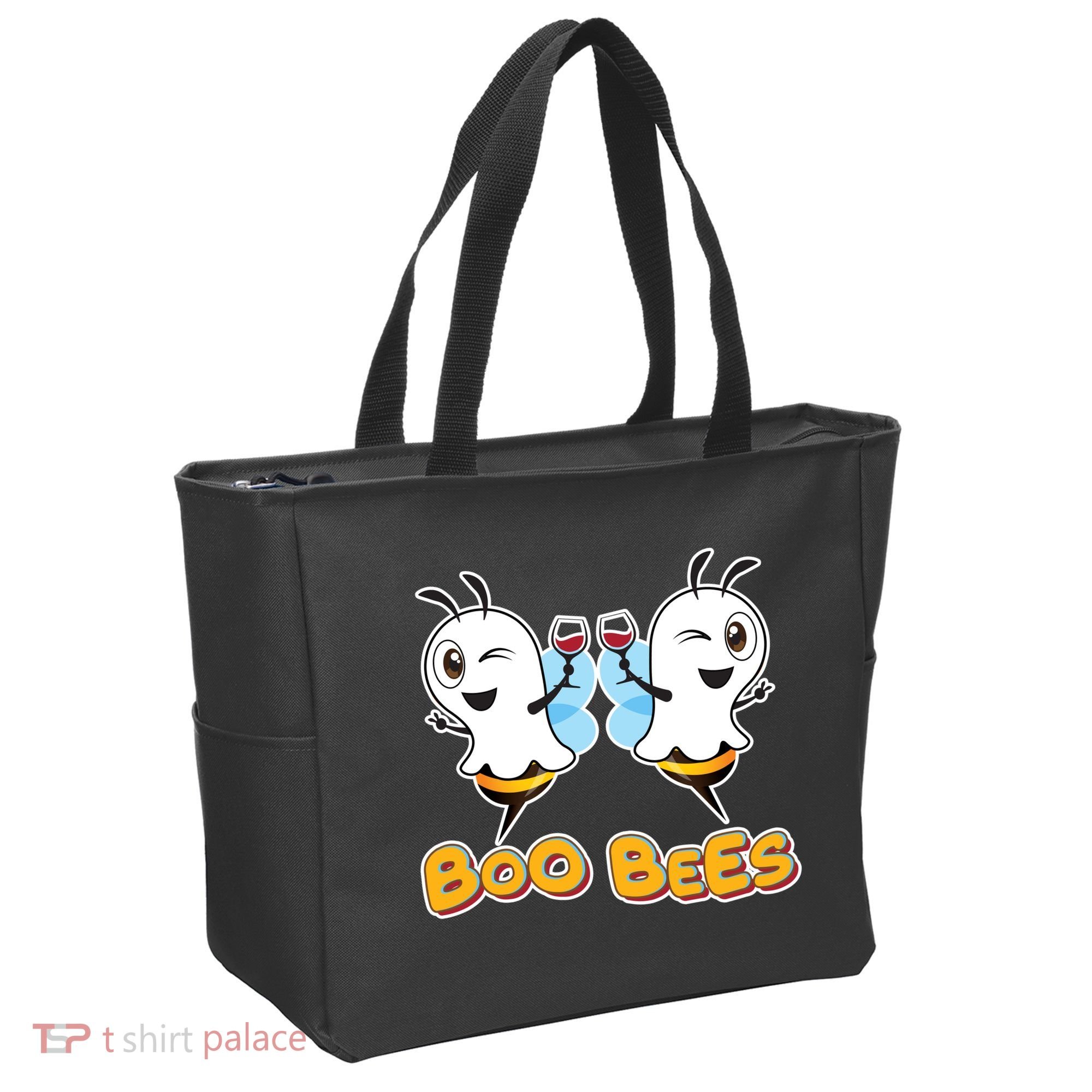 Wine Boo Bees Funny Ghost Tote Bag