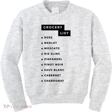Wine Grocery List Kids Sweatshirt