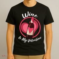 Wine is My Valentine Funny Valentine's Day T-Shirt thumb 3