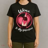 Wine is My Valentine Funny Valentine's Day T-Shirt thumb 4
