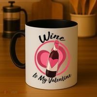 Wine is My Valentine Funny Valentine's Day Coffee Mug thumb 4