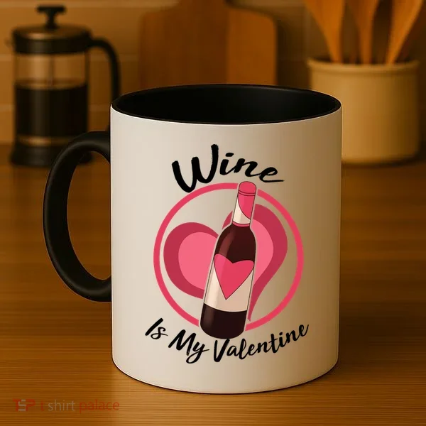 Wine is My Valentine Funny Valentine's Day Coffee Mug