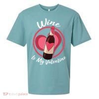 Wine is My Valentine Funny Valentine's Day Sueded Cloud Jersey T-Shirt thumb 0
