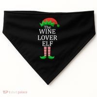 Wine Lover Elf Family Matching Christmas USA-Made Doggie Bandana thumb 0